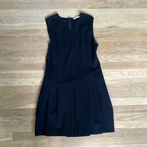 Vince black ponte knit pleated sleeveless dress, 8